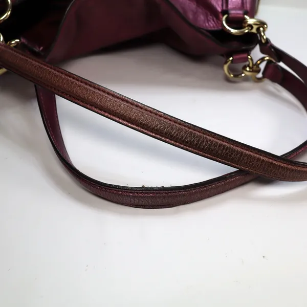 Coach Hallie Pebble Leather Shoulder Bag Metallic Berry F80271‎ Hobo Redefined - Image 14