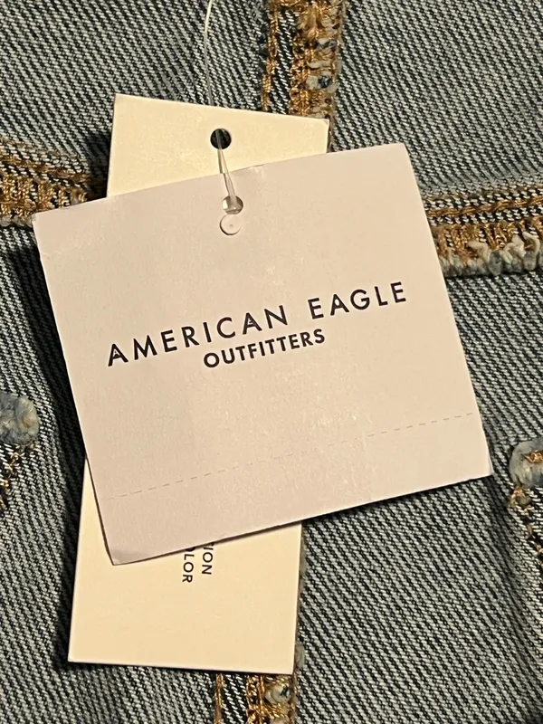 Womens sz8 NWT American Eagle High-Waisted Denim Mini Skirt Light Wash Raw Hem - Image 13