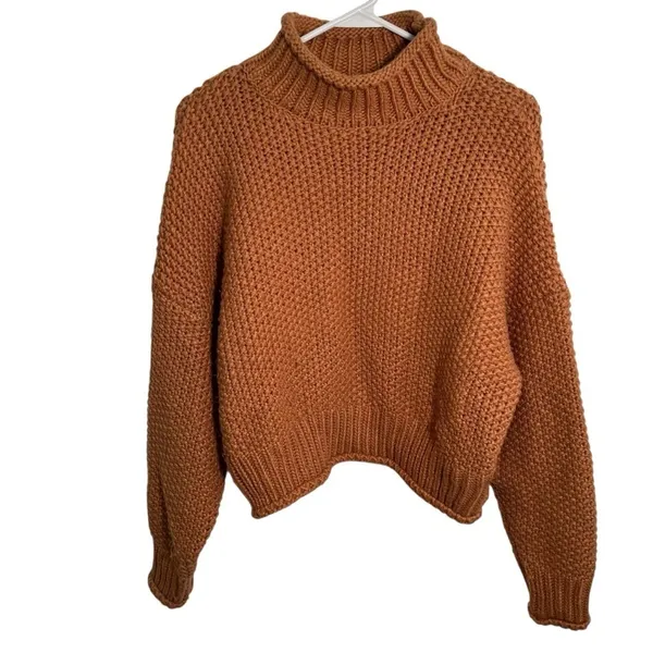 Etophe‎ Studios Women's Size Small/Medium Mock Neck Sweater Rust Brown Orange - Image 2