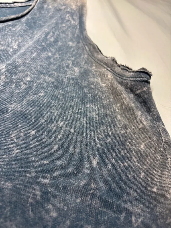 U.S. Apparel Grunge Smokey Blue Acid Wash Distress Cropped Muscle Tank Top XS - Image 9