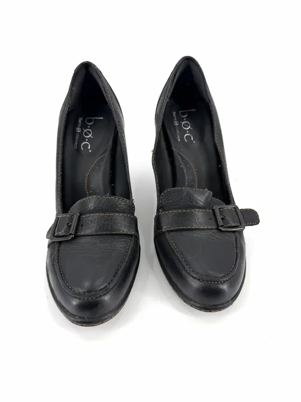 BOC Born Concept Black Leather Loafer Slip On closed Toe Comfort Casual Heel - Image 3