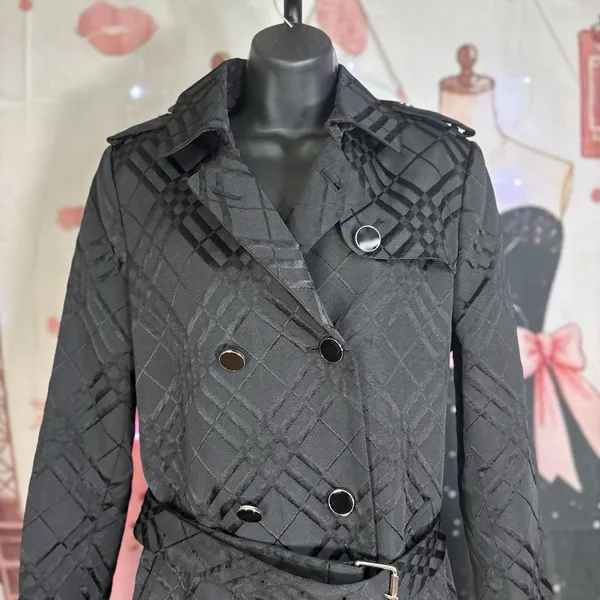 Calvin Klein Black Quilted Coat Jacked Double Breasted Women's Size M - Image 5