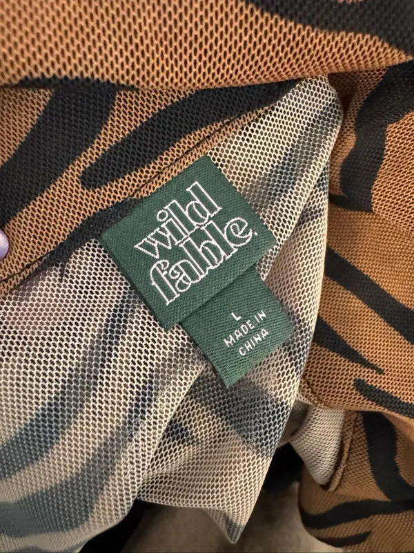 Wild Fable Tiger Zebra Striped Sheer Mesh Duster Cardigan Womens Large Brown - Image 6