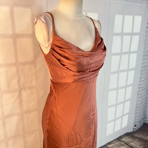 Revelry desert rose satin bridesmaids gown size 6 - Image 2