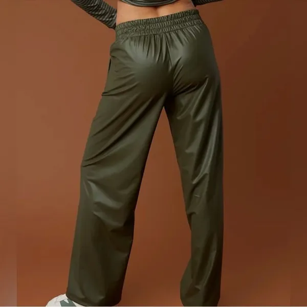 NWT OFFLINE By Aerie Real Luxe Faux Leather Wide Leg Pant in Green Size L - Image 11