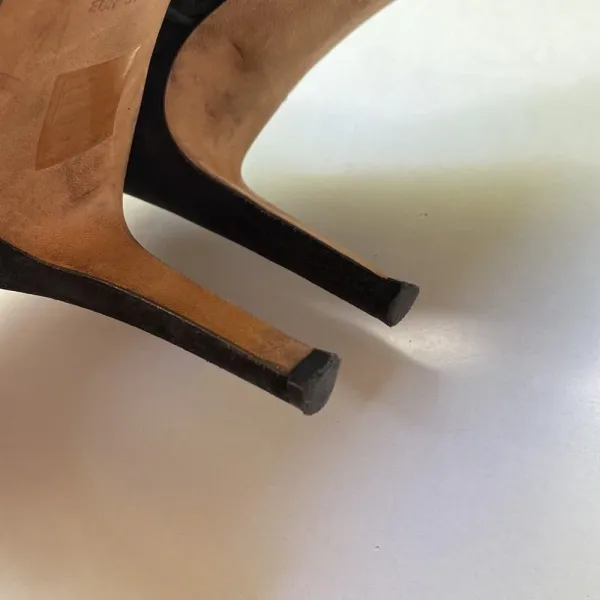 Vince Aden‎ Laser Cut Suede Peep Toe Heel Sandal Slingback Booties Nubuck 7 37.5 - Image 11