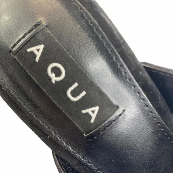 AQUA Studded Suede Mule Heels Black Pointed Toe Stiletto Pumps Womens Size 7 7M‎ - Image 2