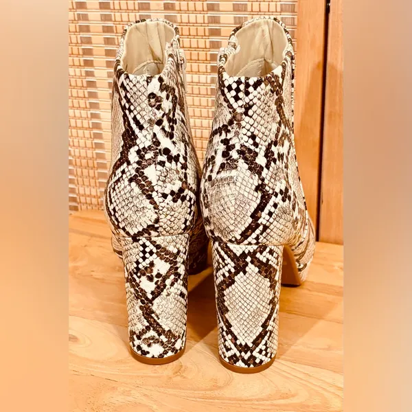 Dream Paris STOMP AAVETE Slip On Ankle Boots Chunky Heel Side Zipper Snake print - Image 11