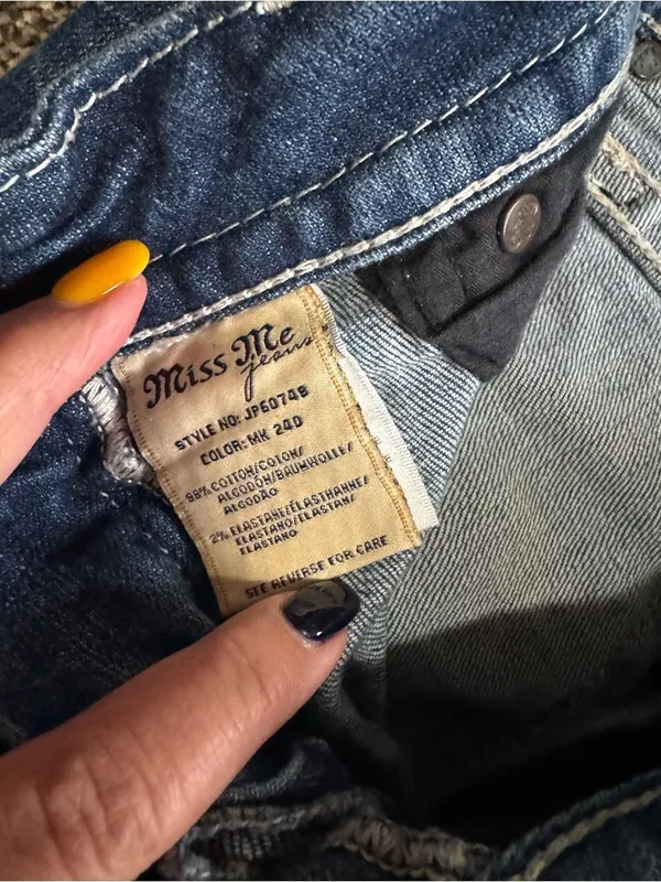 Miss Me Dark Blue Boot Cut Jeans with Embroidered Cross Pockets - Image 6