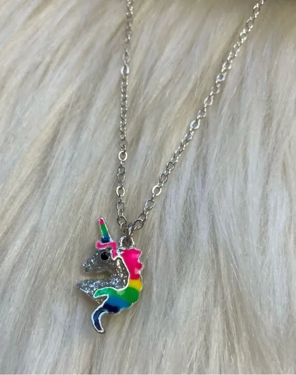 Unicorn silver tone necklace - Image 2