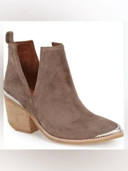 Jeffrey Campbell Cromwell Cut Out Western Taupe Brown Suede Ankle Boot 7.5 - Image 2