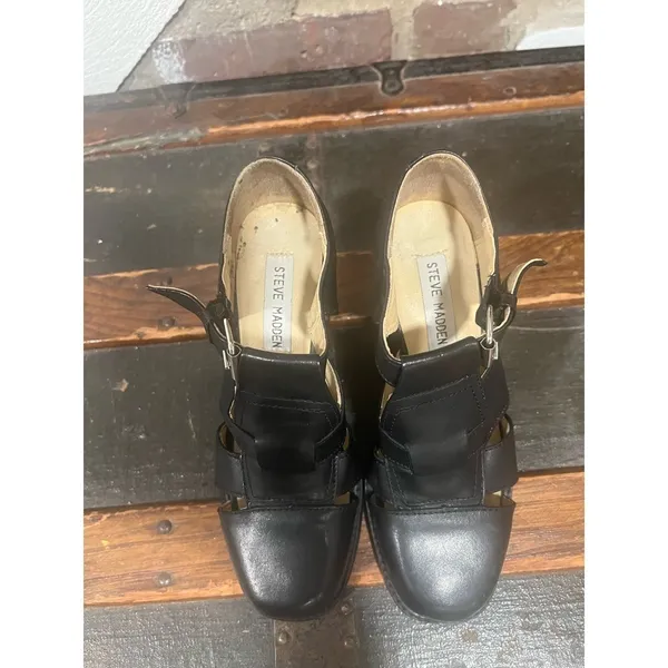 Steve Madden Leather Heeled Fisherman Sandals - Grunge Academia Retro 90s Y2K 6 - Image 4