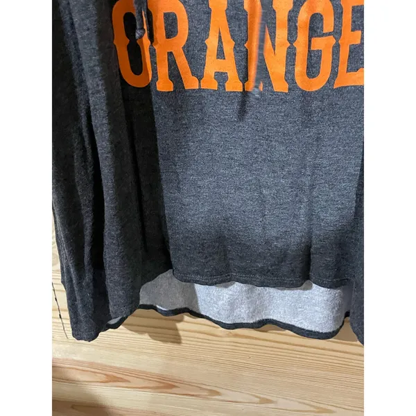 Zutter Game Day Cold Shoulder Hooded Tunic Top Orange Football Graphic Gray, M - Image 5