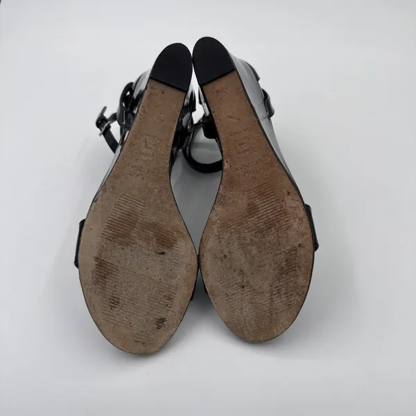Stuart Weitzman Nearly Nude Ankle Strap Sandals Patent Black Size 8M - Image 5