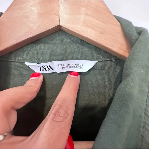 Zara military green Utility cropped jacket women size Medium - Image 7