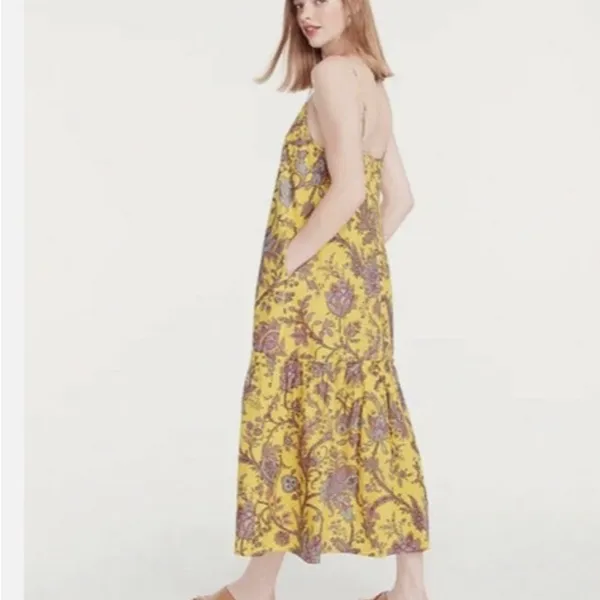 J. Crew Collection Yellow Poplin Floral Maxi Dress Size Small - Image 9
