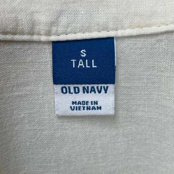 Old Navy Linen Blend Shirt Dress White Women Small Tall Long Sleeve Minimalist - Image 8