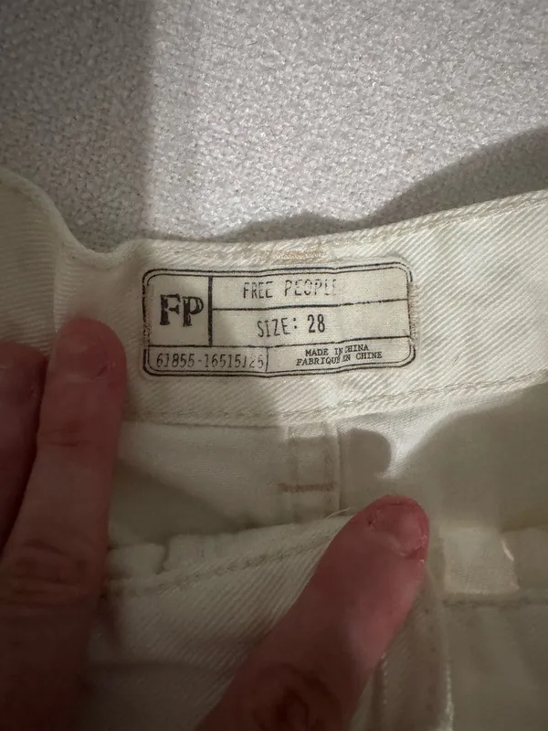 Free people white jean shorts with design - Image 3
