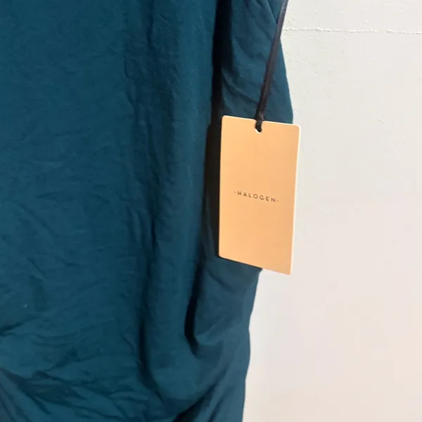 Halogen Ruched Midi Dress Womens Medium Teal New Mock Neck Sleeveless - Image 7
