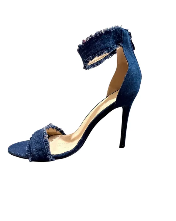 Forever Women’s Delicate 18 Frayed Blue Denim Open Toe High Heel Sandals - Image 3