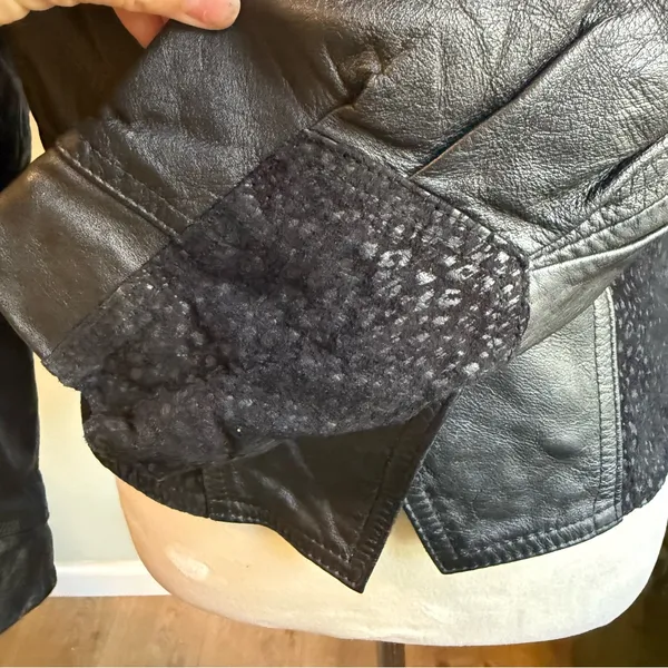 Vintage Lucky Leather moto large retro boho jacket y2k‎ whimsi goth animal print - Image 4