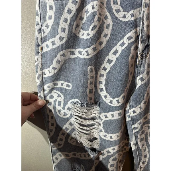 Spoon Jeans Womens Size 13 Distressed Chain‎ Print Straight Leg Denim NWT - Image 3