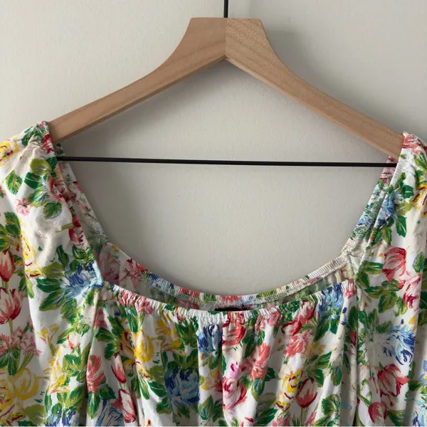 AFRM Revolve Sophie Smocked Top Floral Long Sleeve Square Neck Colorful Spring S - Image 8