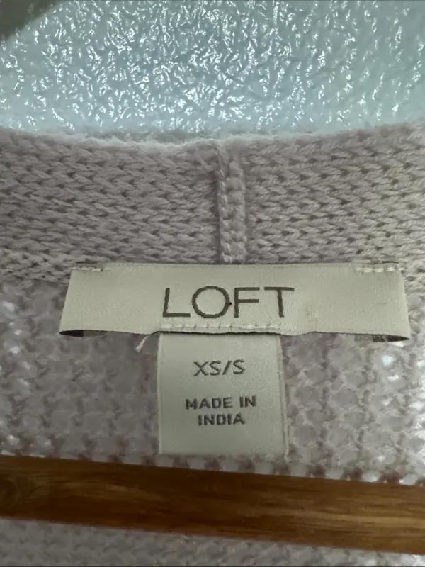 LOFT Pale Lilac Open Stitch Knit Cardigan Vest XS/S - Image 3