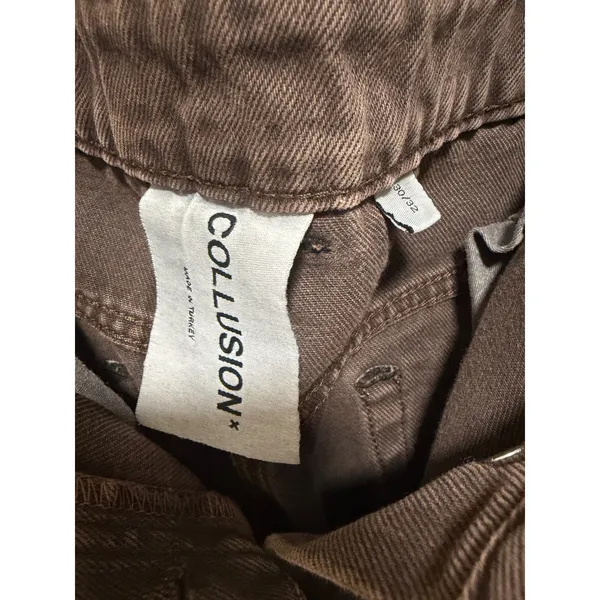 Collusion x005 Womens Brown‎ Straight Leg High Rise Button Fly Jeans Size 30 - Image 9
