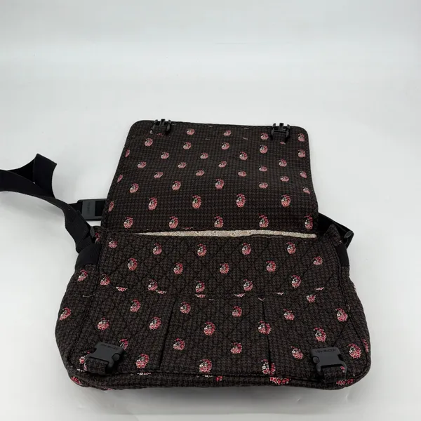 Vera Bradley Messenger Bag Brown Houndstooth Paisley‎ Quilted Laptop Crossbody - Image 3