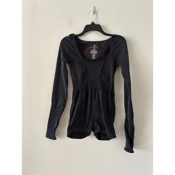 Free People Movement Good Karma One-piece Long Sleeve Black Runsie Size M/L - Image 2