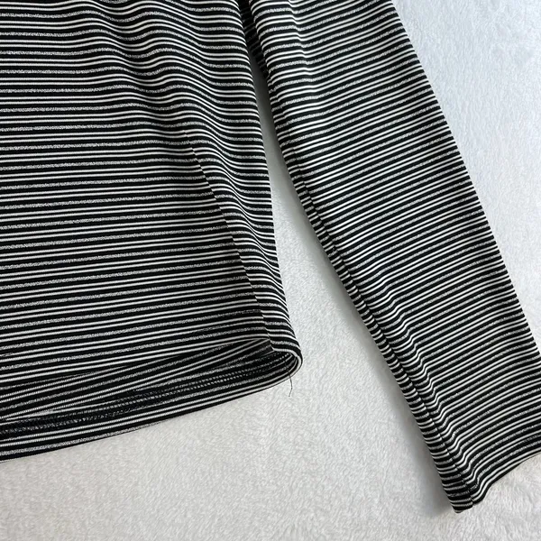 A Byer Vintage Y2K 90s Large Cardigan Single Button Metallic Striped Black White USA - Image 5