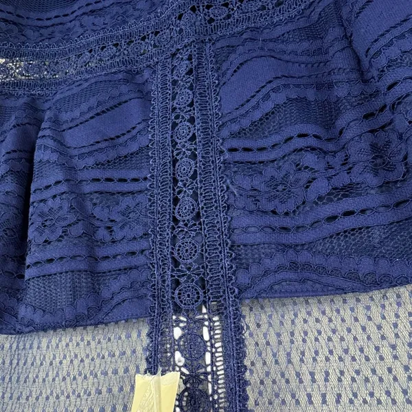 Francesca's Navy Blue‎ Lace Mesh Sheer Yoke Mini Dress NWT Size Large - Image 3