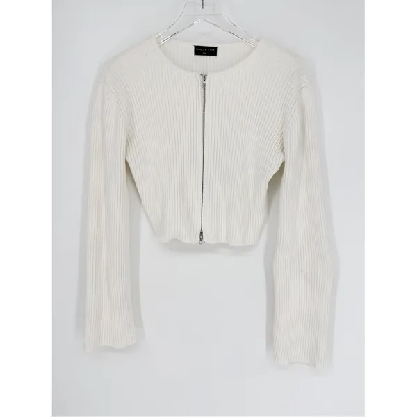 White Fox Boutique From the Heart Full Zip Sweater Women's S/M White Coastal - Image 2