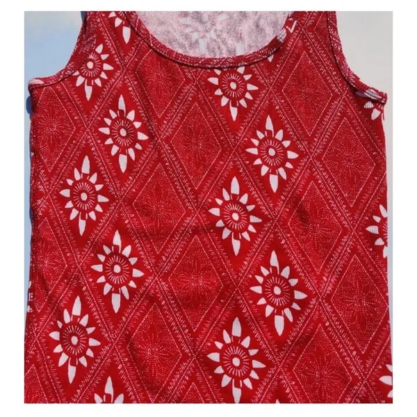 Faded Glory Red Bandana Tank Top Womens Large Cotton Knit - Image 3