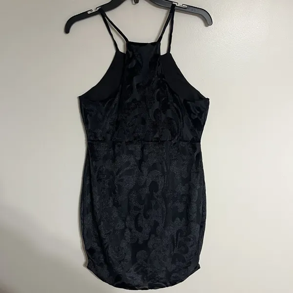 Belinda USA Velvet Burnout Dress Halter Style Black Size Medium Vintage 90s‎ - Image 7