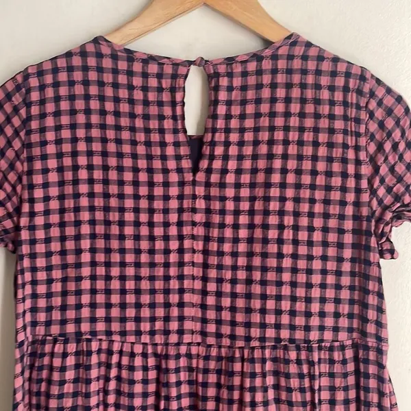 Madewell Short-Sleeve Tiered Mini Dress in Gingham Check - Image 10