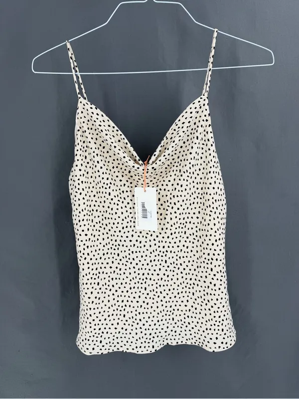 Skies are Blue NWT Adjustable Speckled Drape Sleeveless Satin Tank Top - Image 2