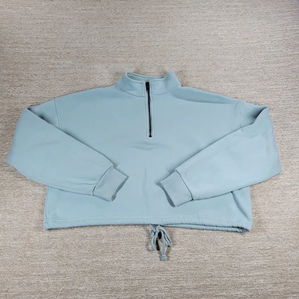 American Eagle Ahh Mazingly Soft Hoodie XS Blue Cropped Fleece Quarter Zip - Image 2