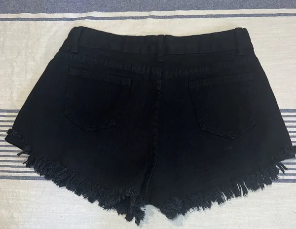Shein Womens Shorts Black Denim Distressed Jean Shorts Women’s Small EUC - Image 2
