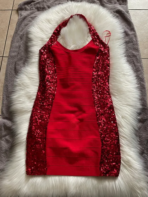 Guess Sequin mirage Bandage Halter Dress - Image 3