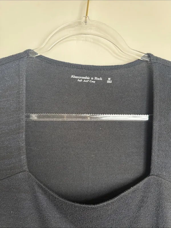Abercrombie & Finch Soft AF Long-Sleeve Squareneck Black Bodysuit Size Medium - Image 3