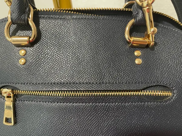Coach Katy Satchel Bag - 2553 Dark Navy Blue Crossgrain Leather - Image 7