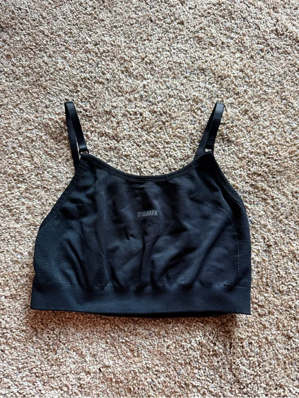 Gymshark Women Seamless High-Neck Sports Bra S Black Activewear Workout Comfort - Image 3