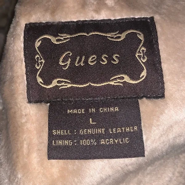 Vintage Guess Leather Coat with Faux Fur Lining - Image 3
