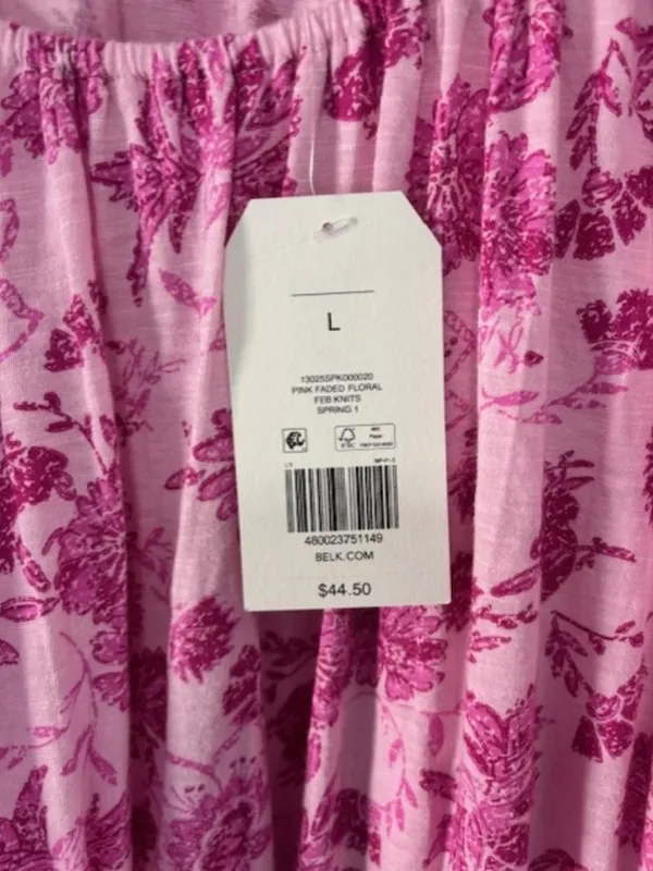 Wonderly NWT L Pink Floral Long Sleeve Peasant Top On Off Shoulder Boho Flowy - Image 5