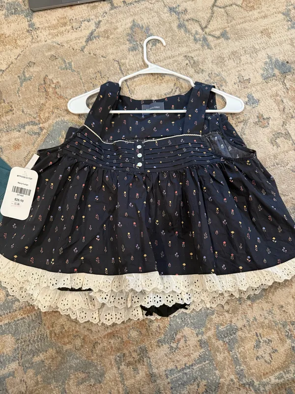 navy floral skirt and tank set - Image 2