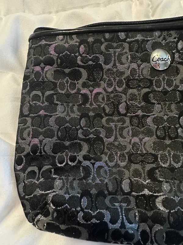 Coach Vintage Black and Metallic Silver Pouch - Image 2