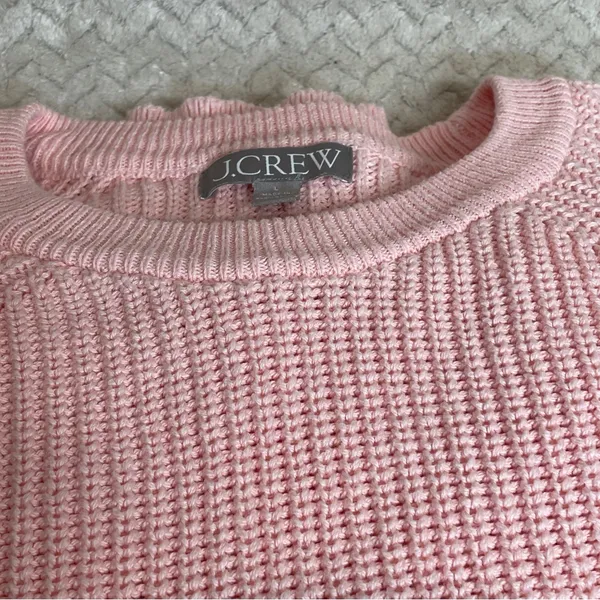 J. Crew Womens Powder Pink Cable Knit Crewneck‎ Barbiecore Sweater Large - Image 7