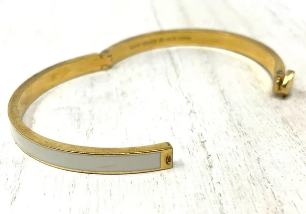 Kate Spade gold tone and white enamel hinged bangle bracelet - Image 7